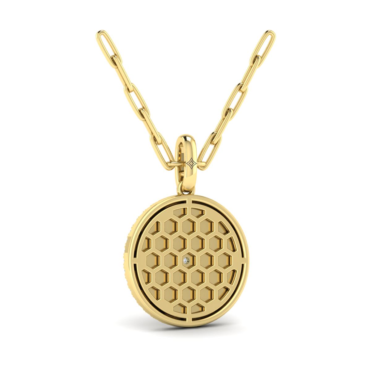 Center Starburst Diamond and Bezel Pendant Necklace