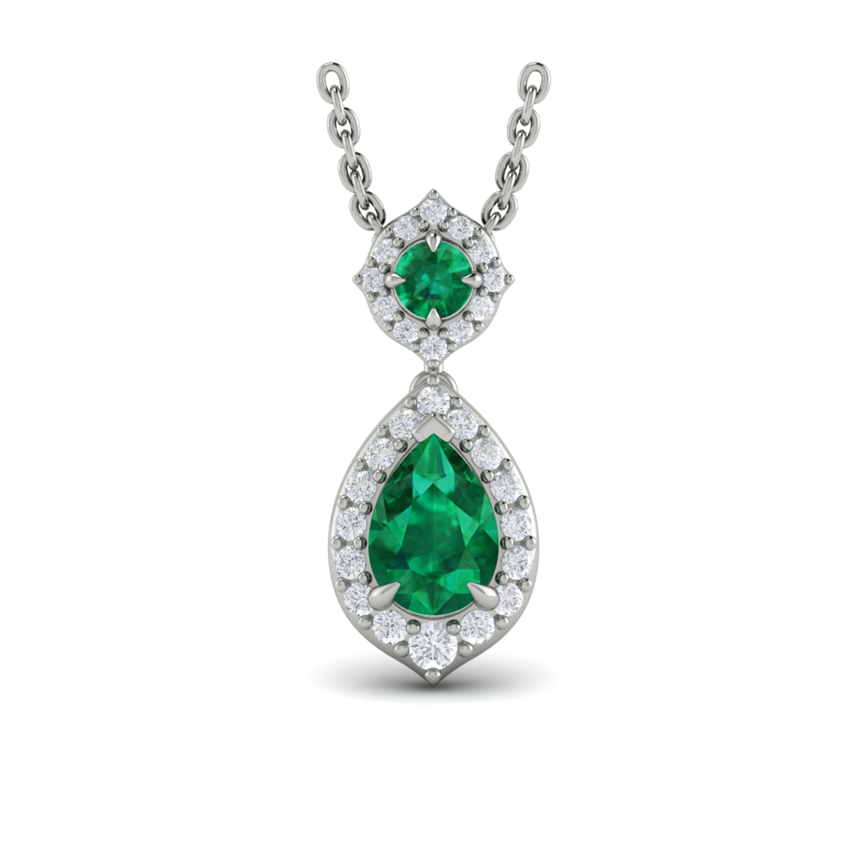 Tear Drop Emerald and Diamond Pendant