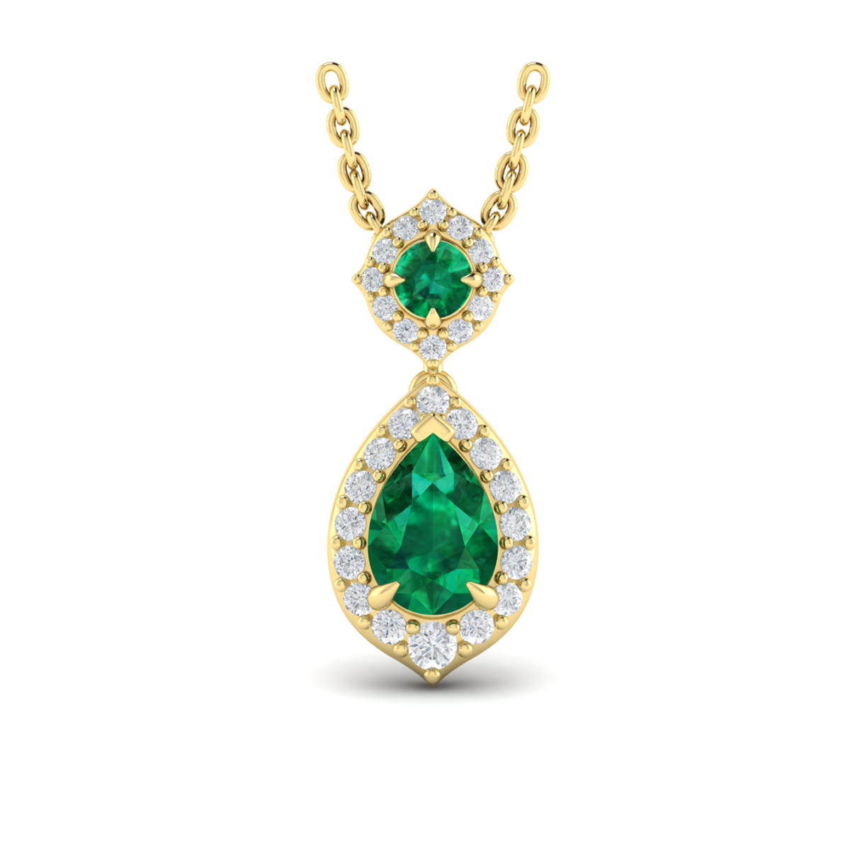 Tear Drop Emerald and Diamond Pendant