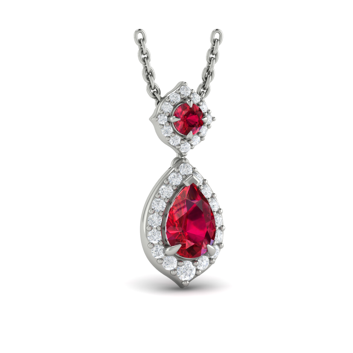 Tear Drop Ruby and Diamond Pendant