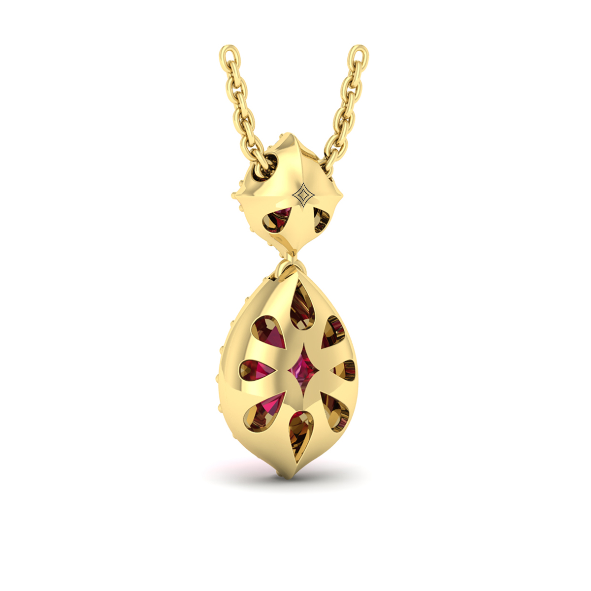 Tear Drop Ruby and Diamond Pendant