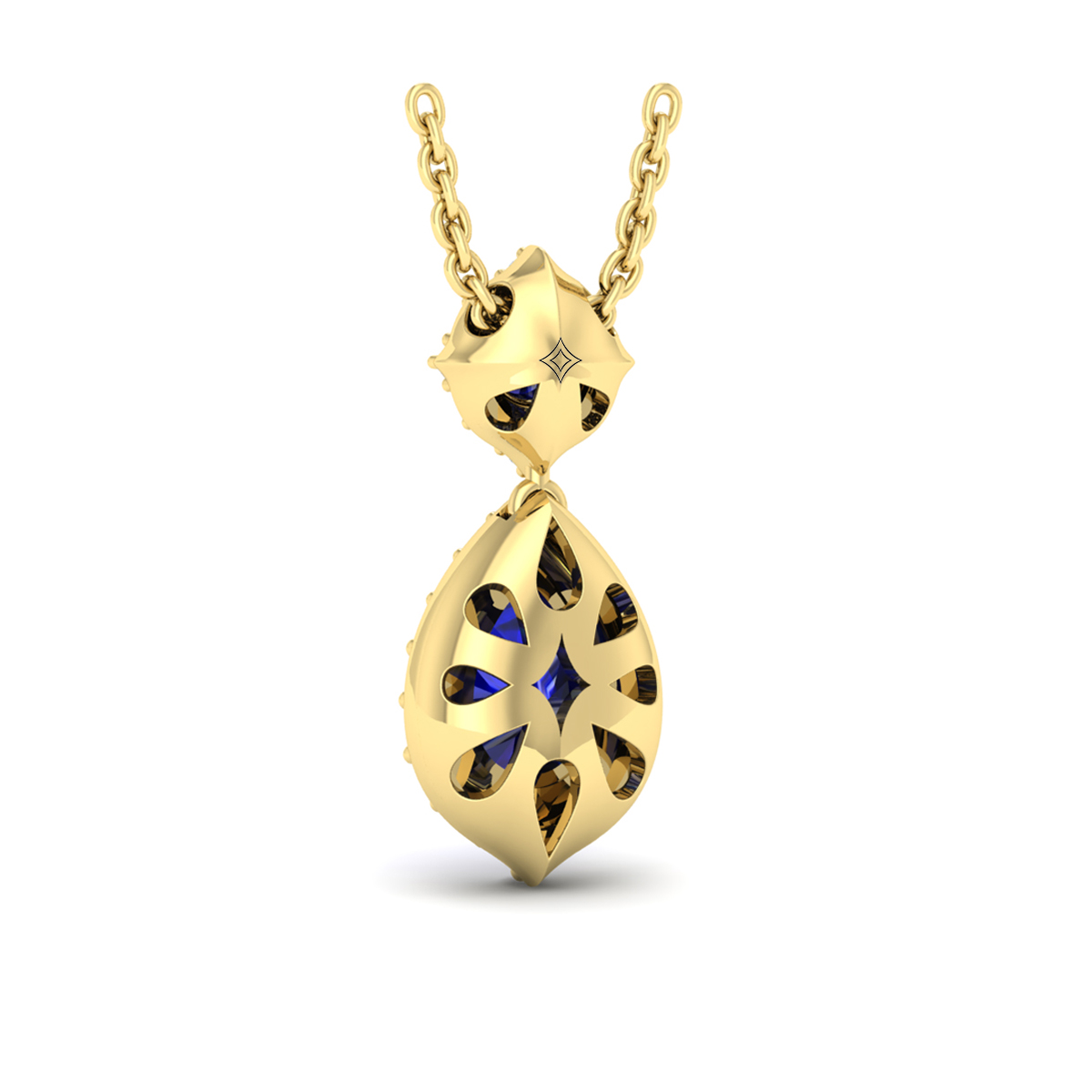 Tear Drop Sapphire and Diamond Pendant