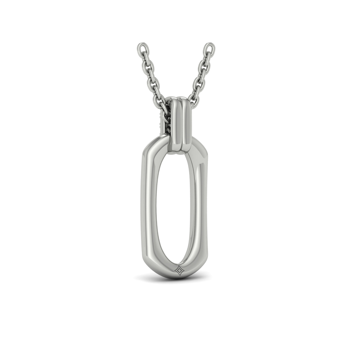 Diamond Accent North South Open Oval Pendant with Link Necklace