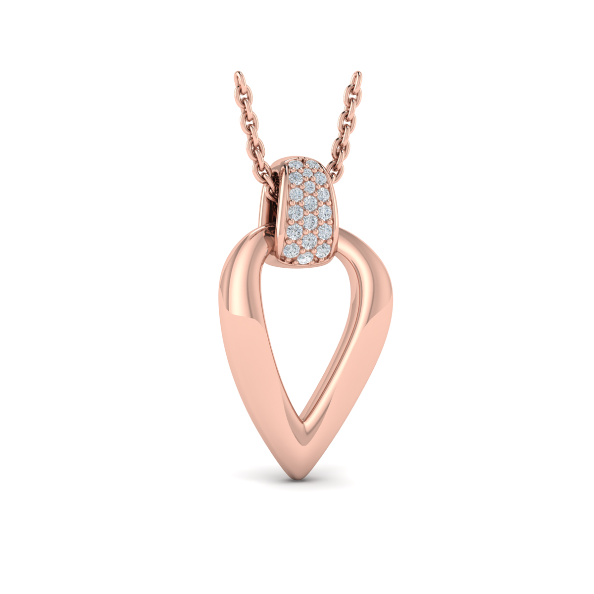 Diamond Accent Open Tear Drop Link Pendant