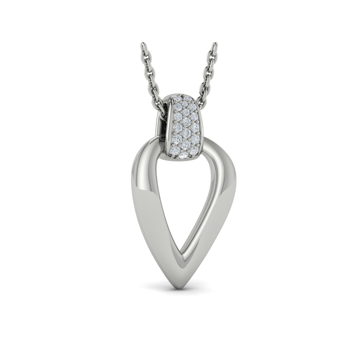 Diamond Accent Open Tear Drop Link Pendant