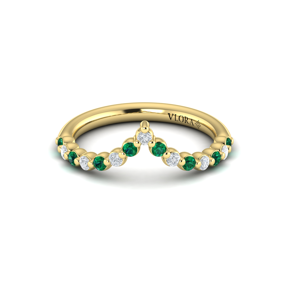 Diamond and Emerald Chevron Ring