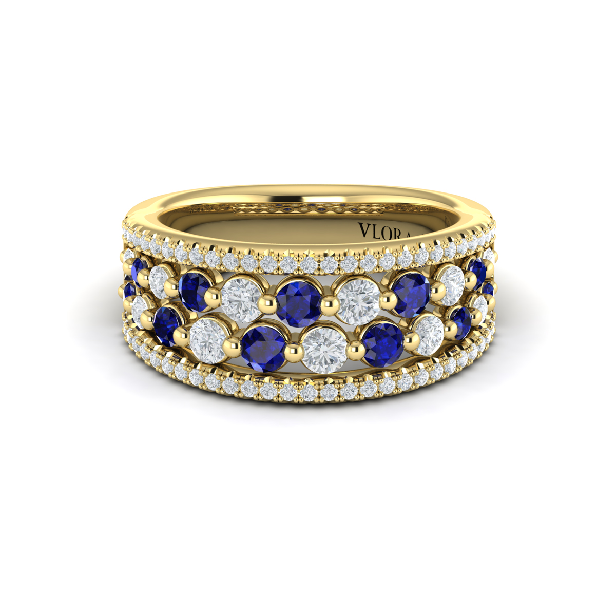 Diamond and Blue Sapphire Cluster Statement Ring