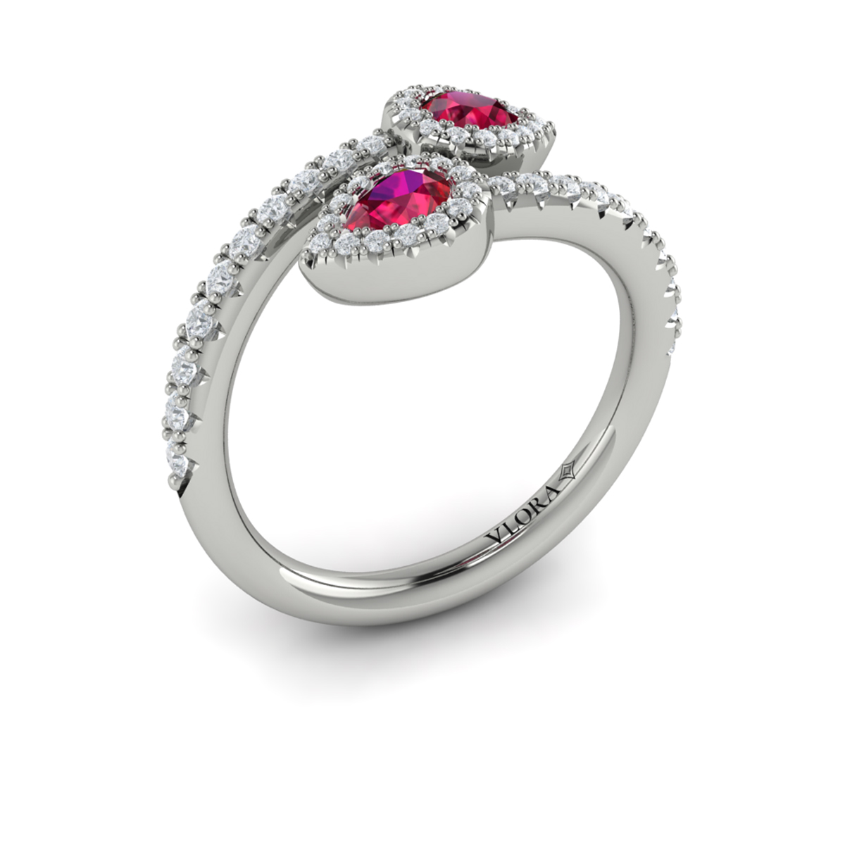 Diamond Wrapped Pear Ruby Ring