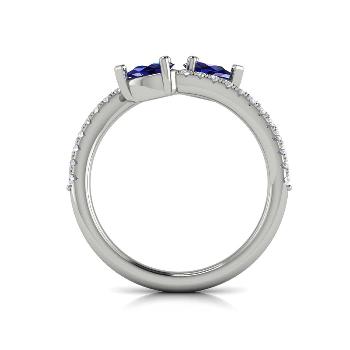 Diamond and Pear Blue Sapphire Wrap Ring