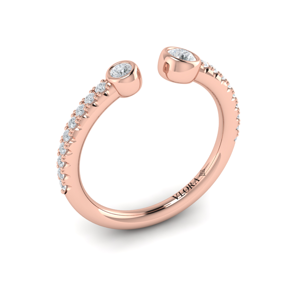 Graduating Diamond Open Ring