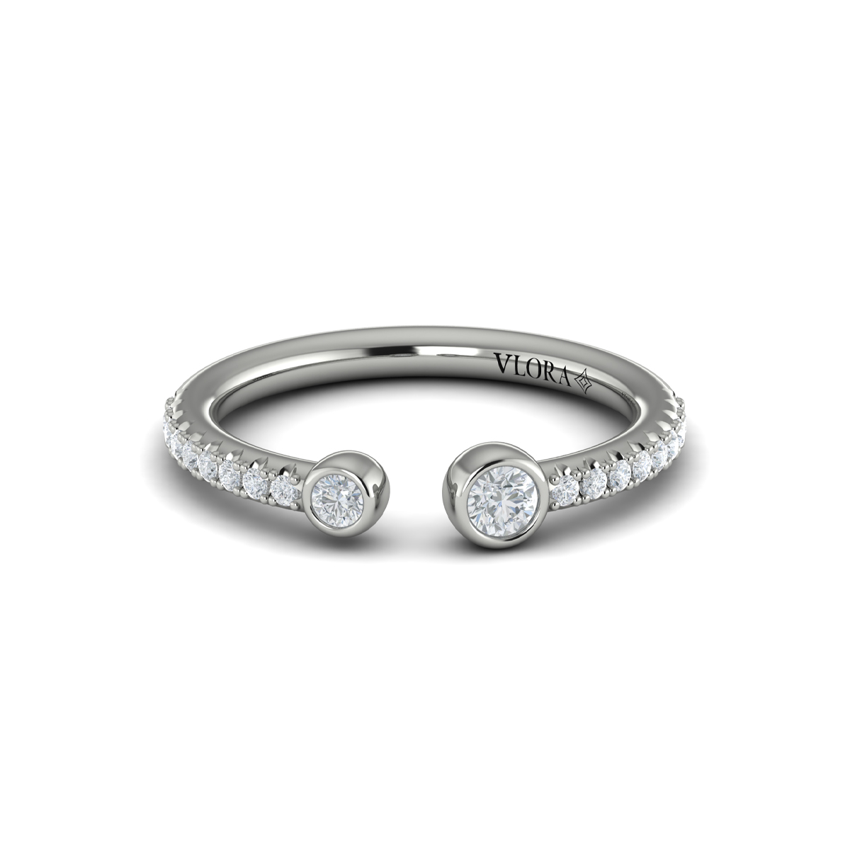 Graduating Diamond Open Ring