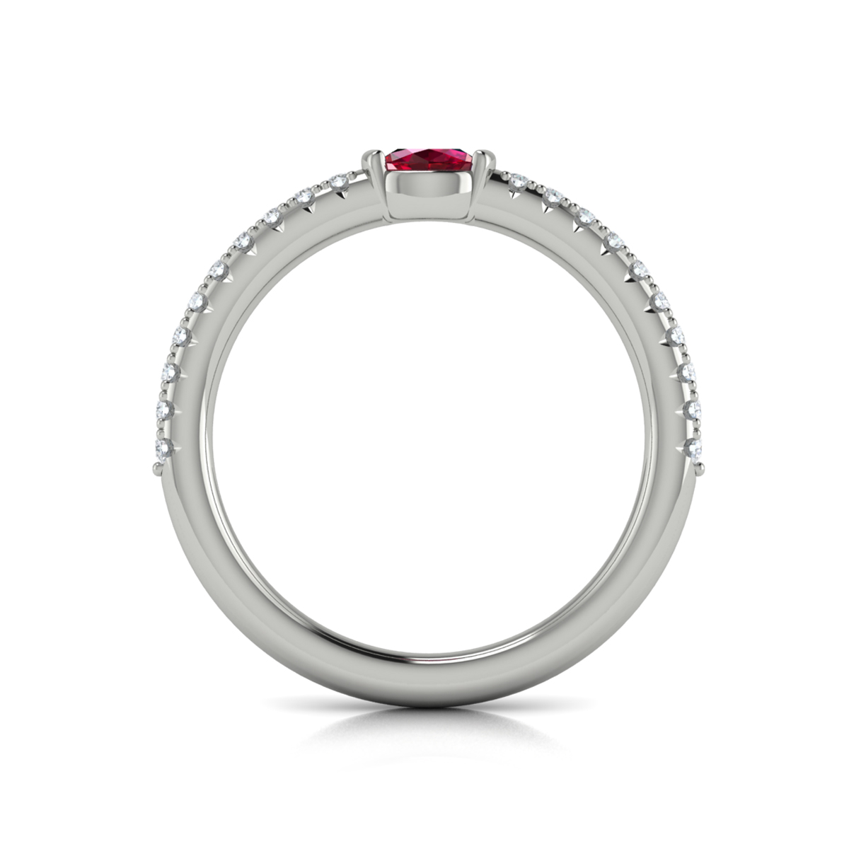 Diamond and Oval Ruby Centerstone Ring