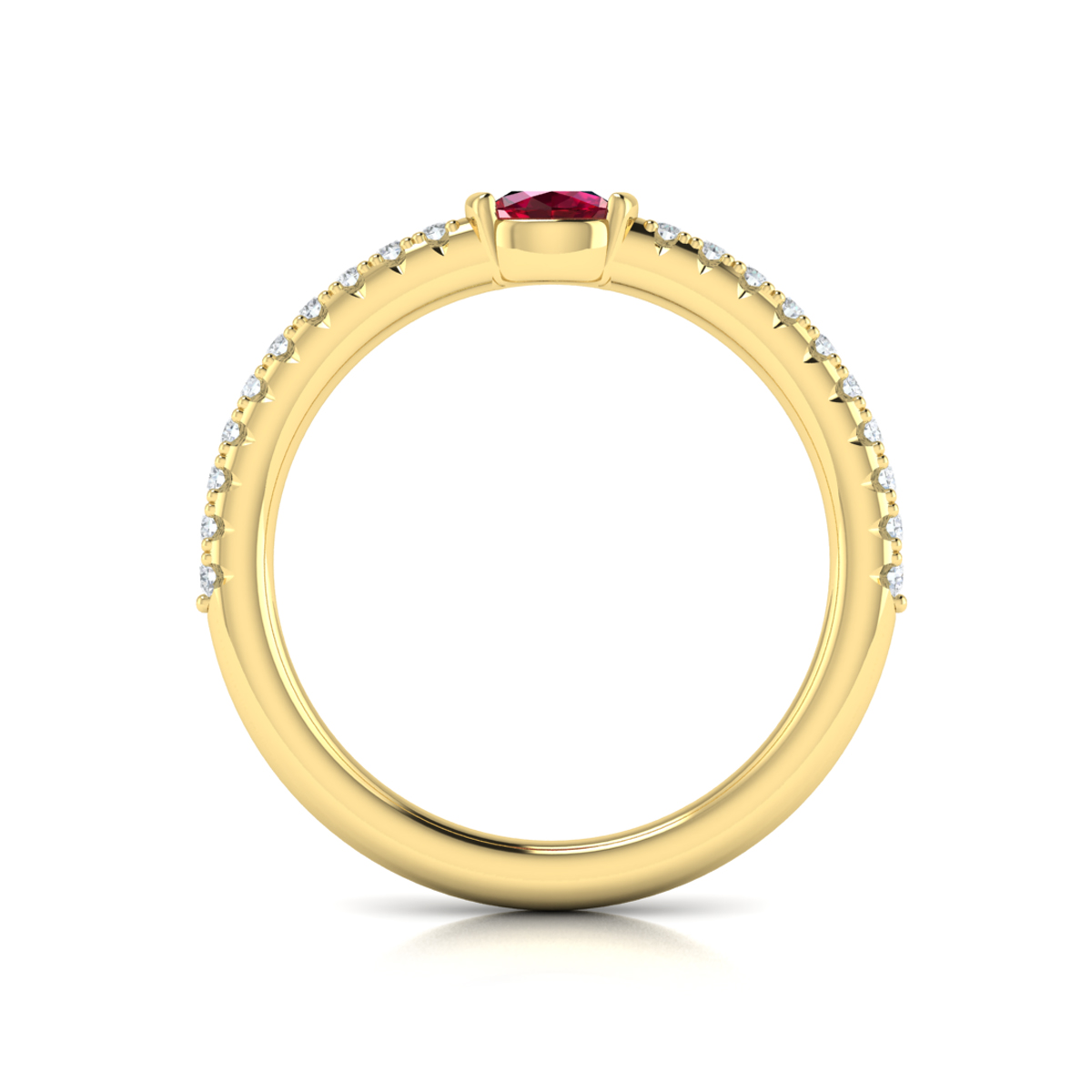 Diamond and Oval Ruby Centerstone Ring