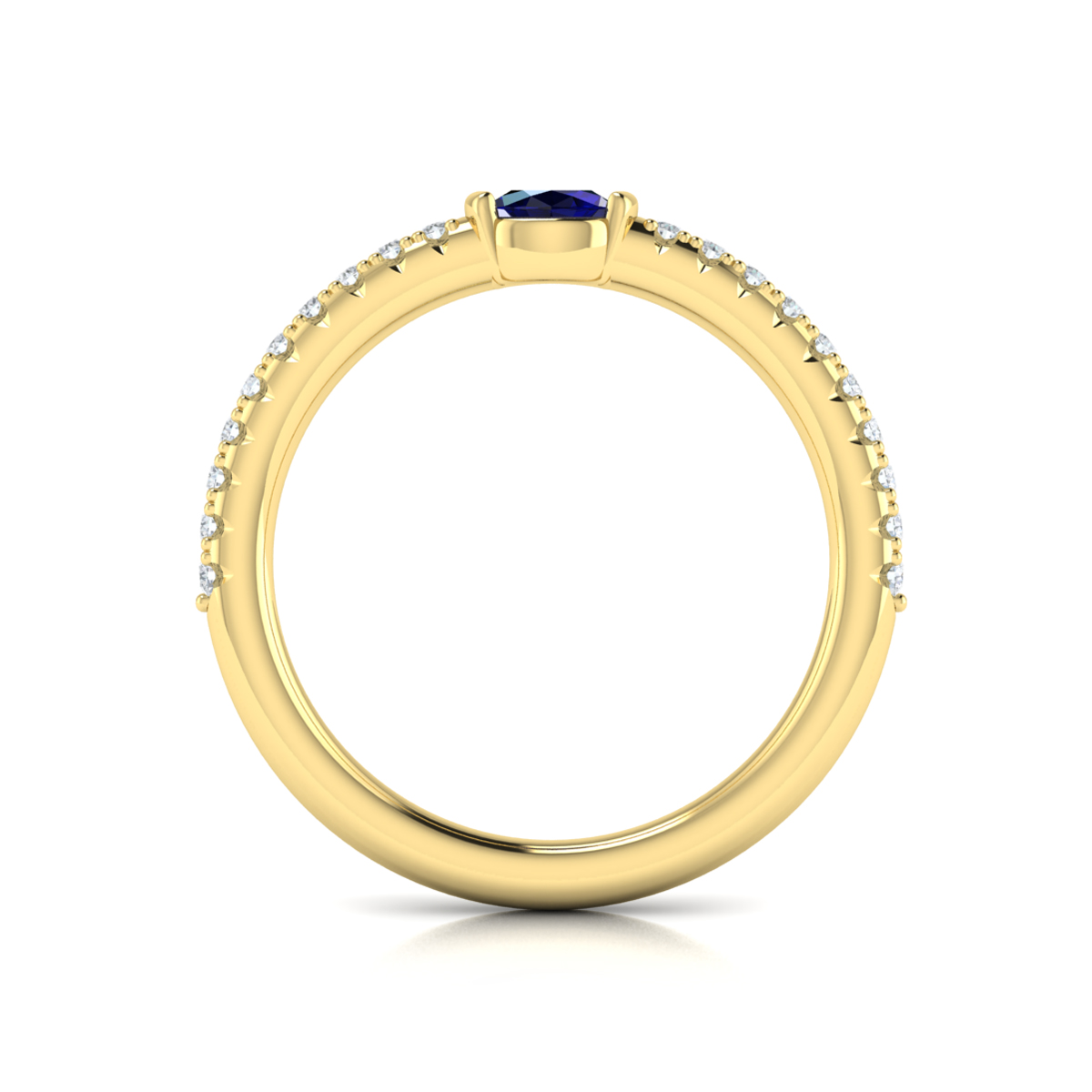Diamond and Oval Sapphire Centerstone Ring