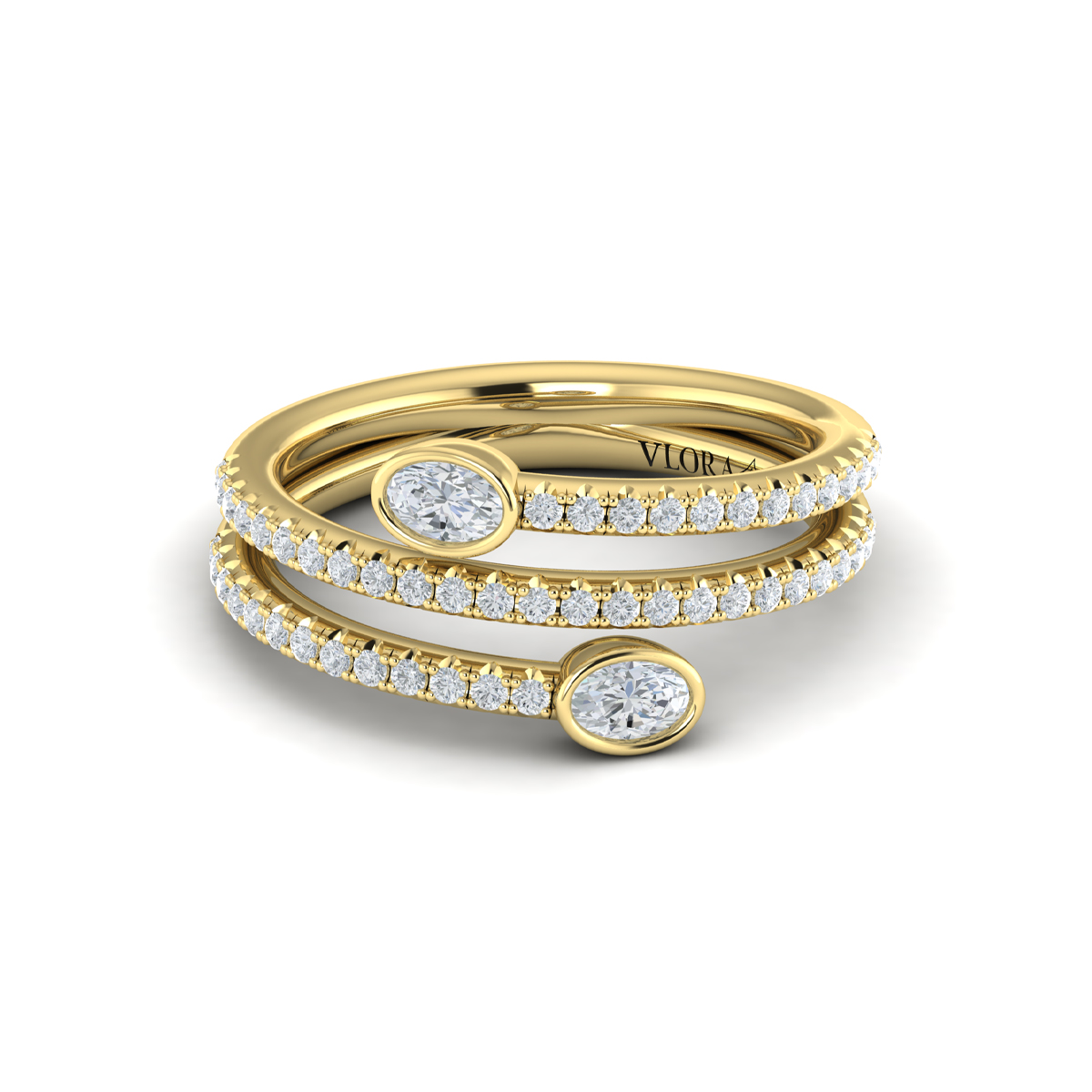 Diamond Three Row Oval Diamond Wrap Ring