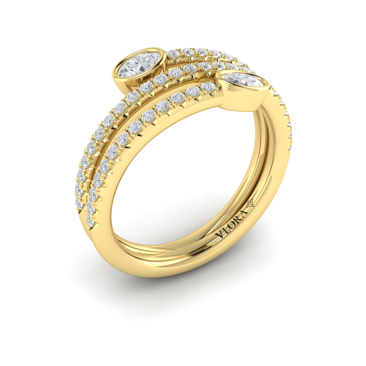 Diamond Three Row Oval Diamond Wrap Ring