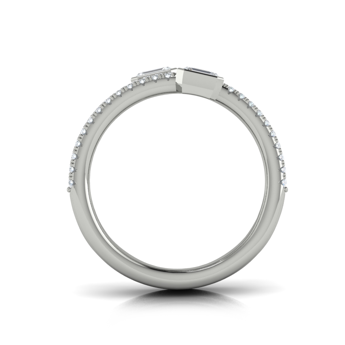 Diamond Three Row Diamond Baguette Wrap Ring