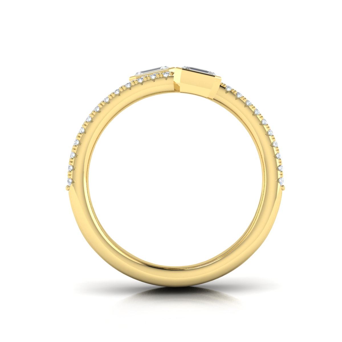 Diamond Three Row Diamond Baguette Wrap Ring