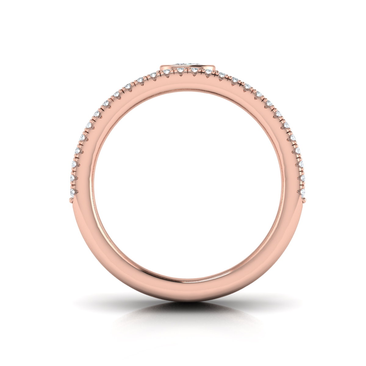 Diamond Open Three Row and Oval Centerstone Ring