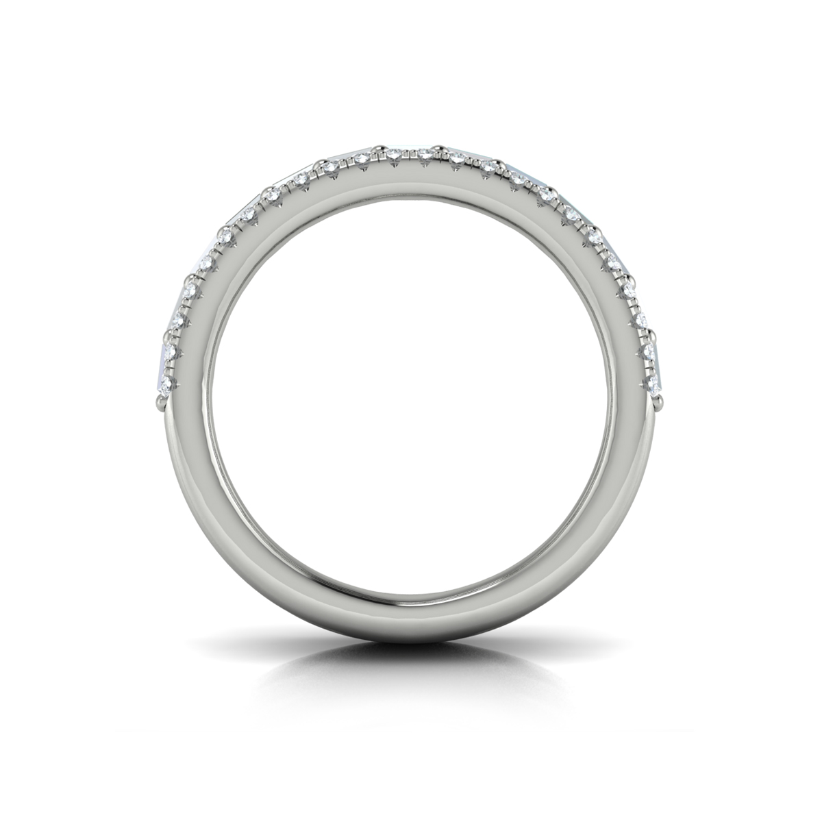 Diamond Open Three Row and Diamond Baguettes Ring