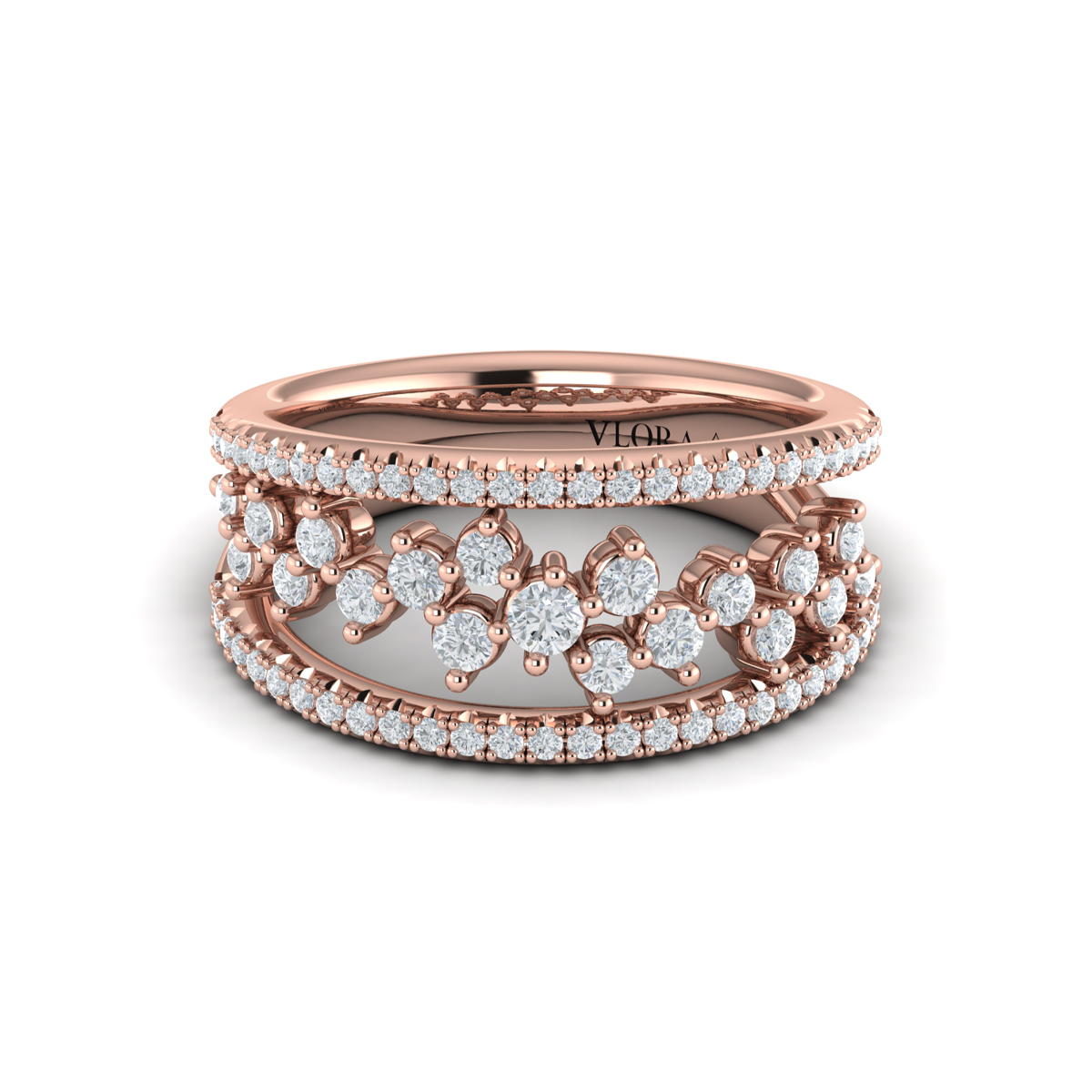 Floating Diamond Cluster Ring