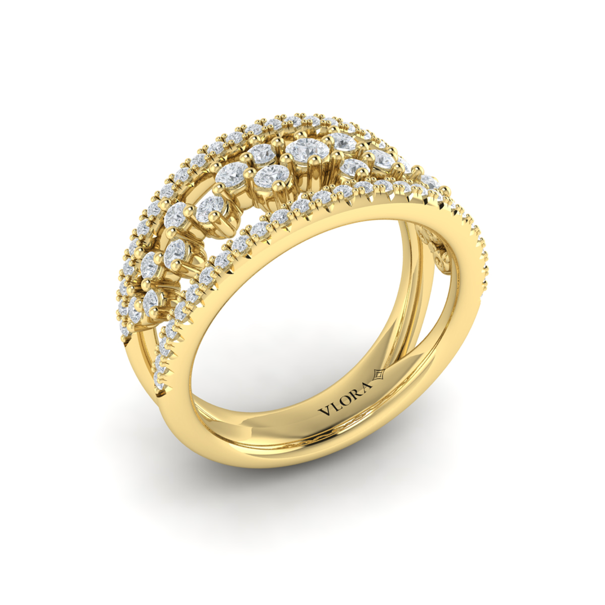Floating Diamond Cluster Ring