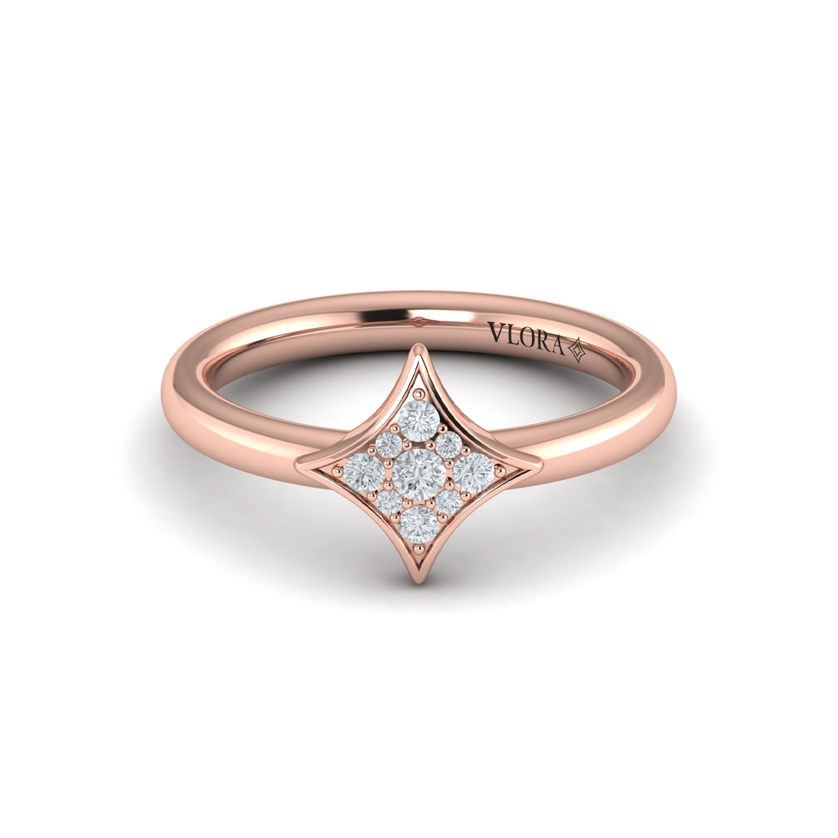 Channel Set Diamond Cluster Vlora Star Ring