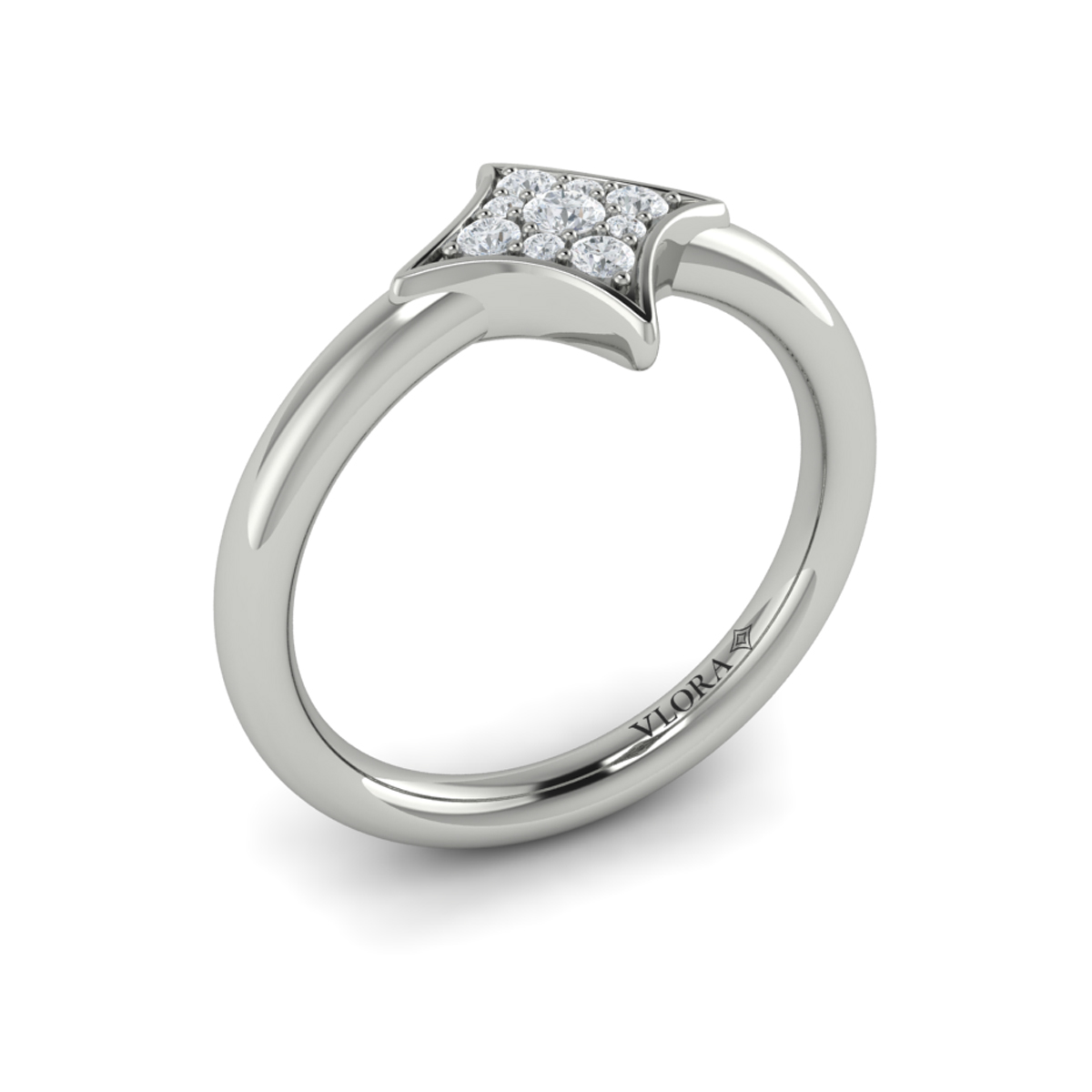 Channel Set Diamond Cluster Vlora Star Ring