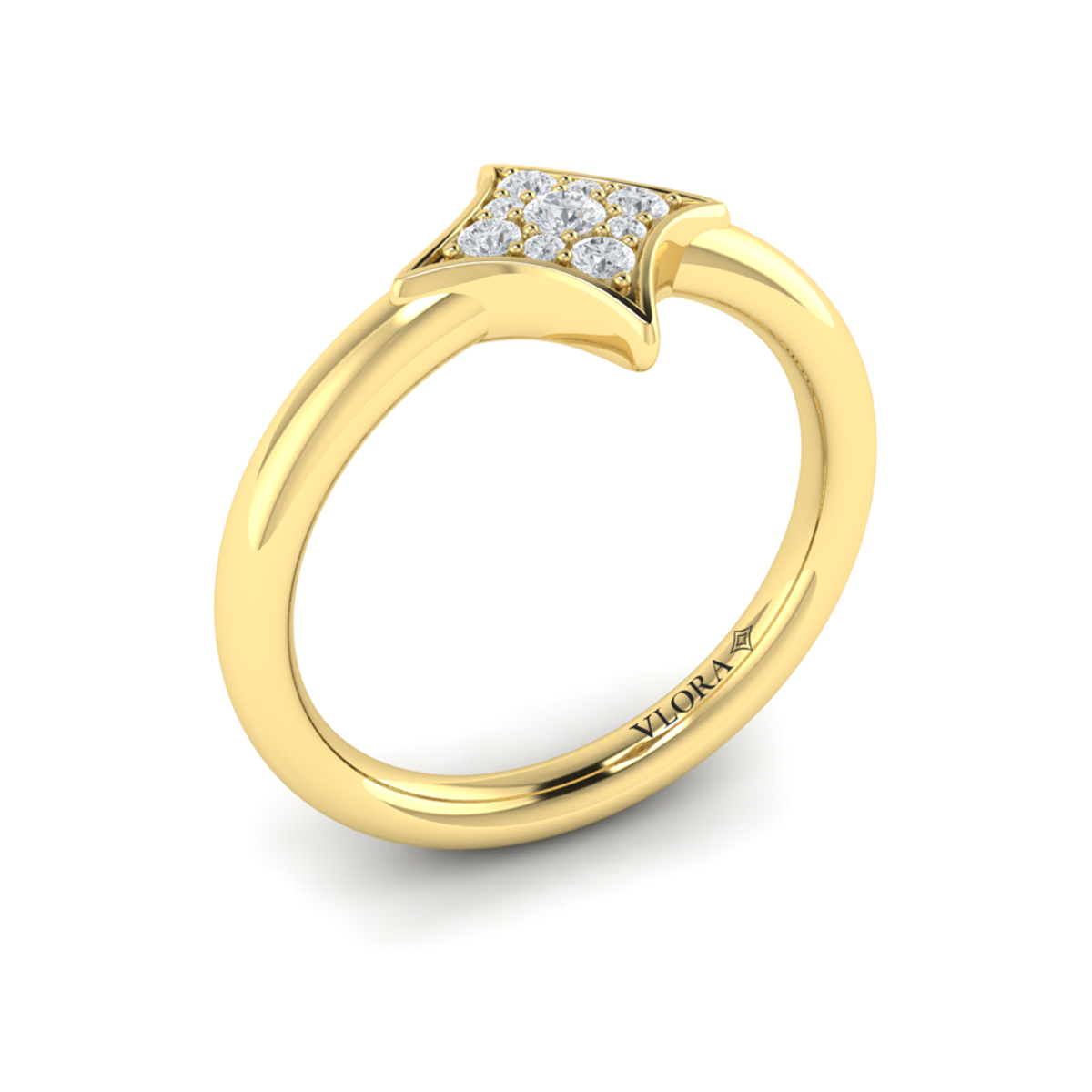 Channel Set Diamond Cluster Vlora Star Ring