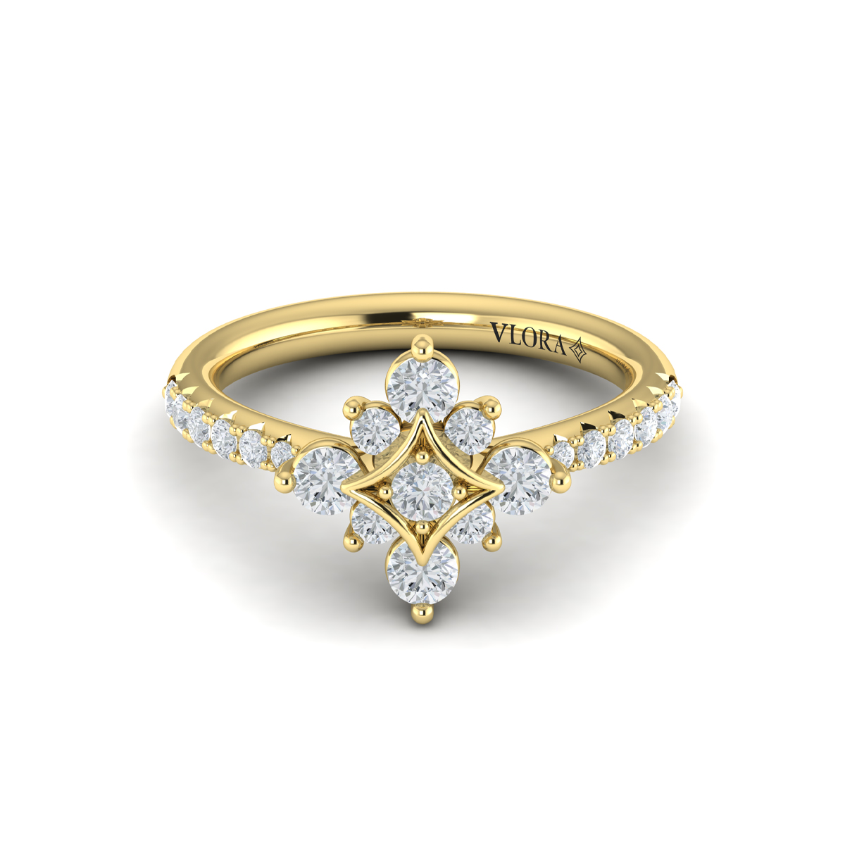 Floating Diamond Floral and Vlora Star Ring