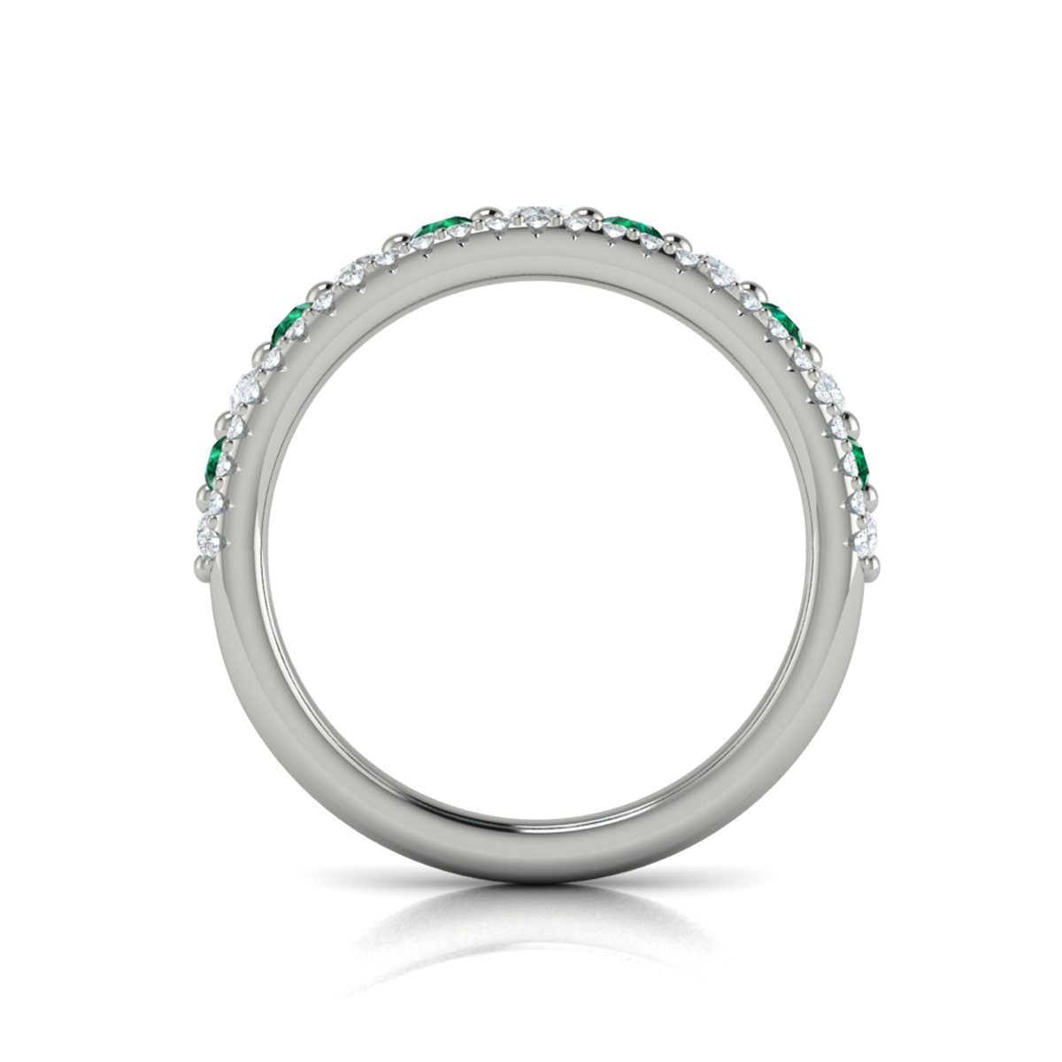Diamond and Emerald Two Row Ring