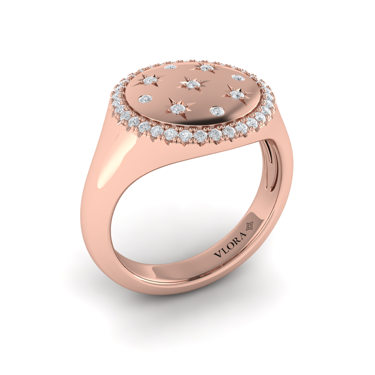 Star Diamonds and Bezel Signet Ring