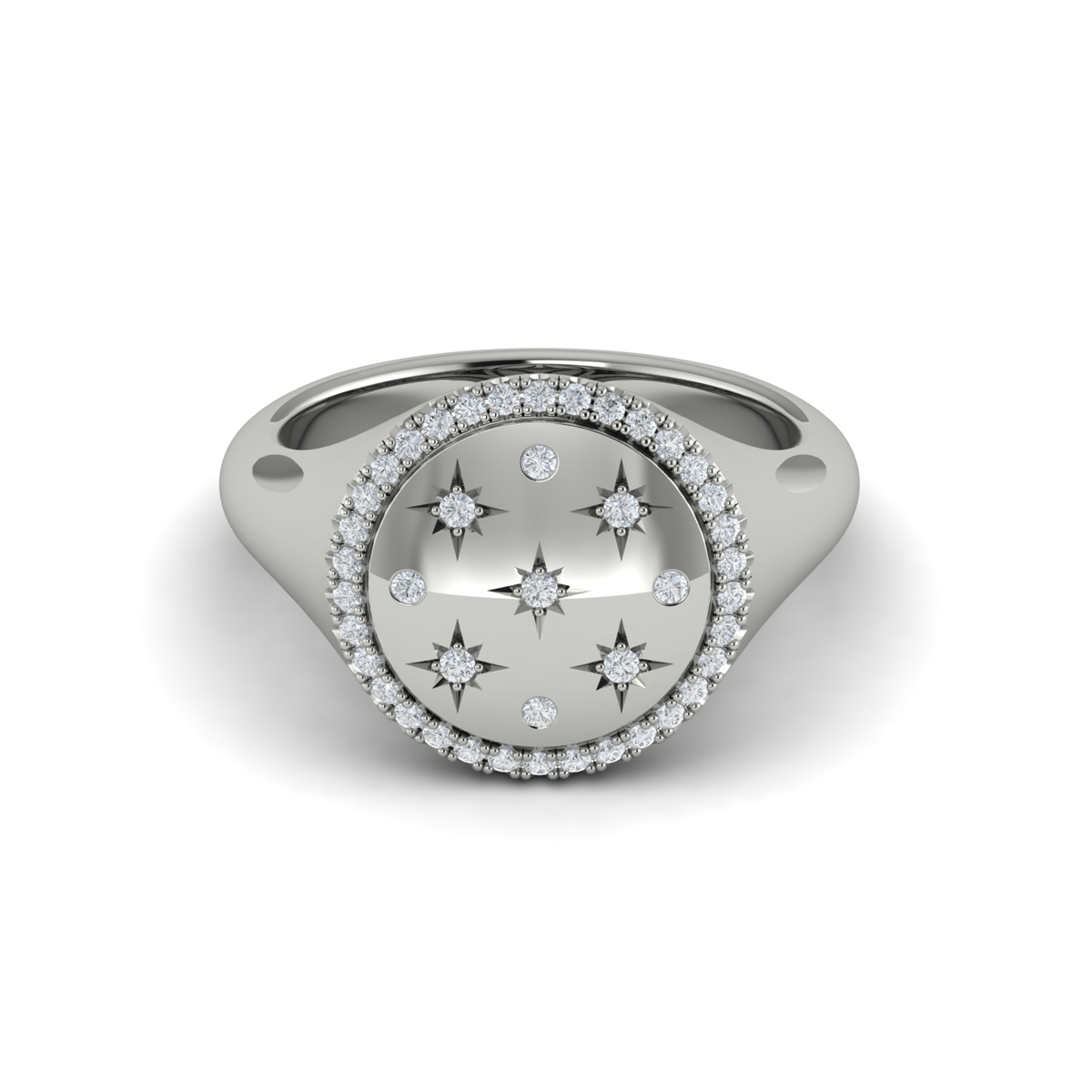 Star Diamonds and Bezel Signet Ring