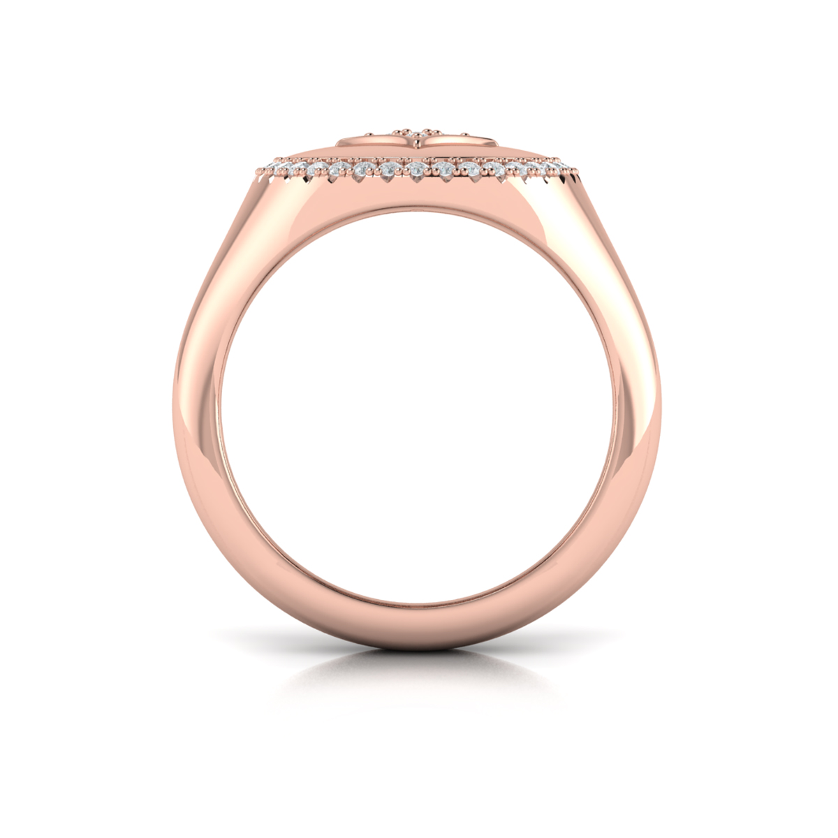 Center Star Diamonds and Bezel Signet Ring