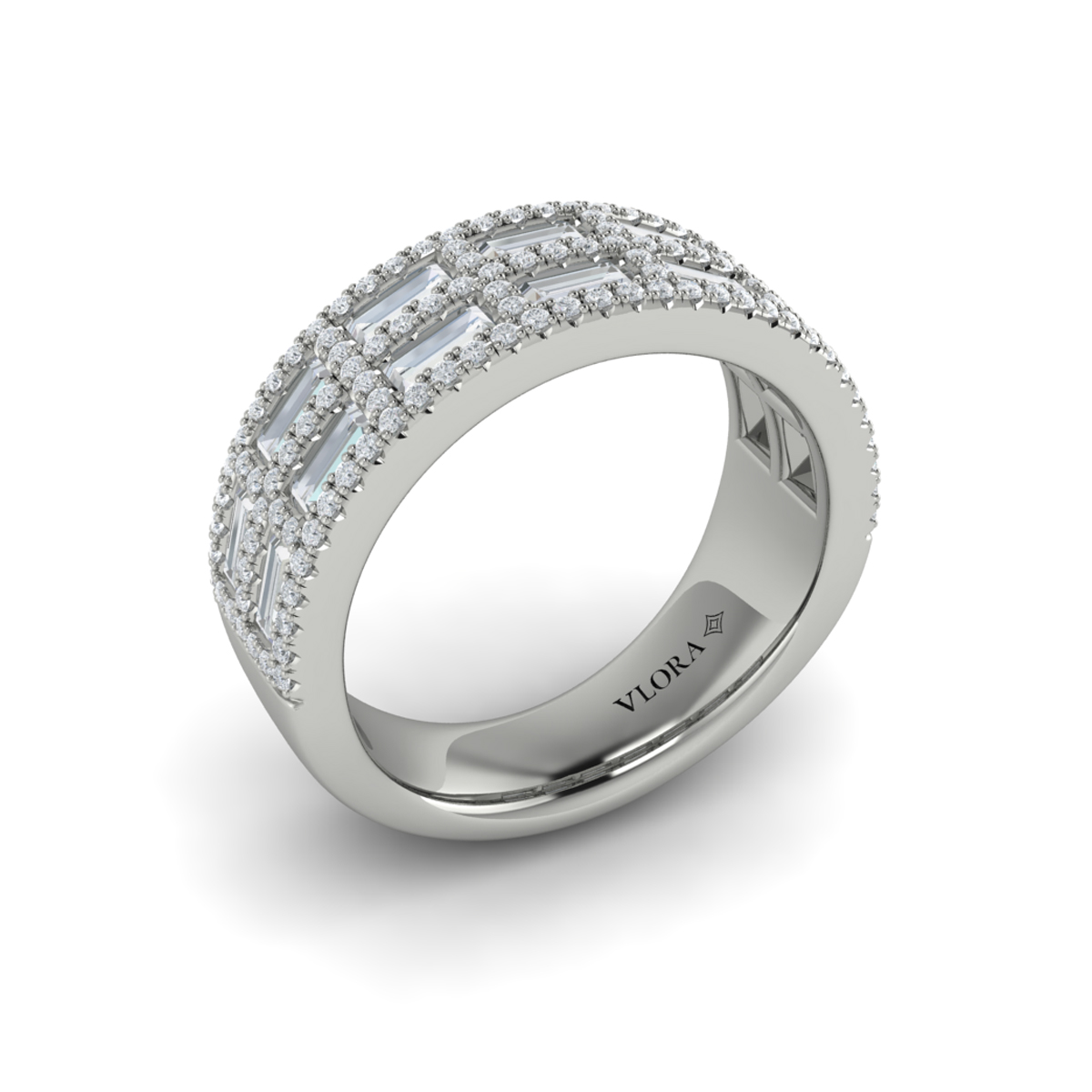 Diamond Baguette Double Row Ring