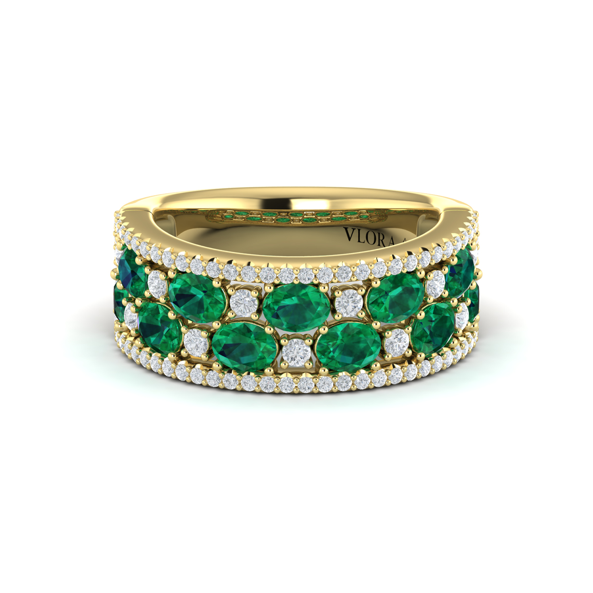 Multi Diamond and Emerald Statement Ring