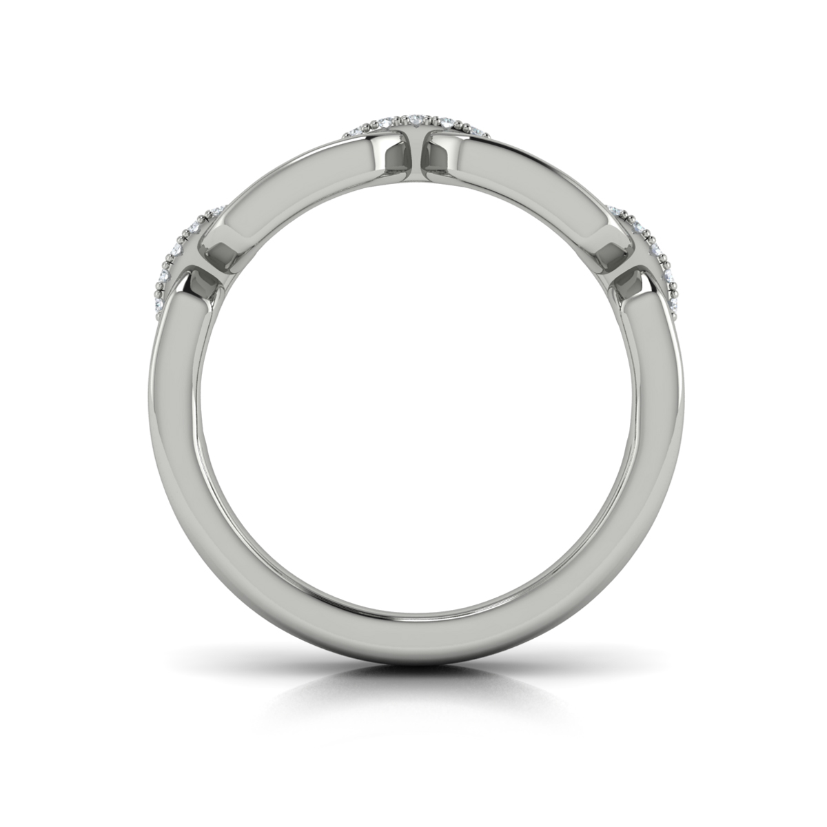 Diamond Accent East West Open Oval Link Ring