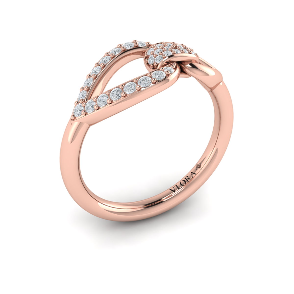 Diamond Open Tear Drop Link Ring