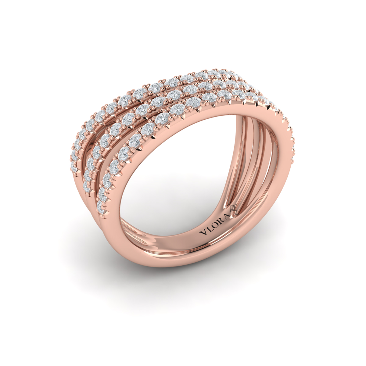 Diamond Multi-Row Curved Statement Ring