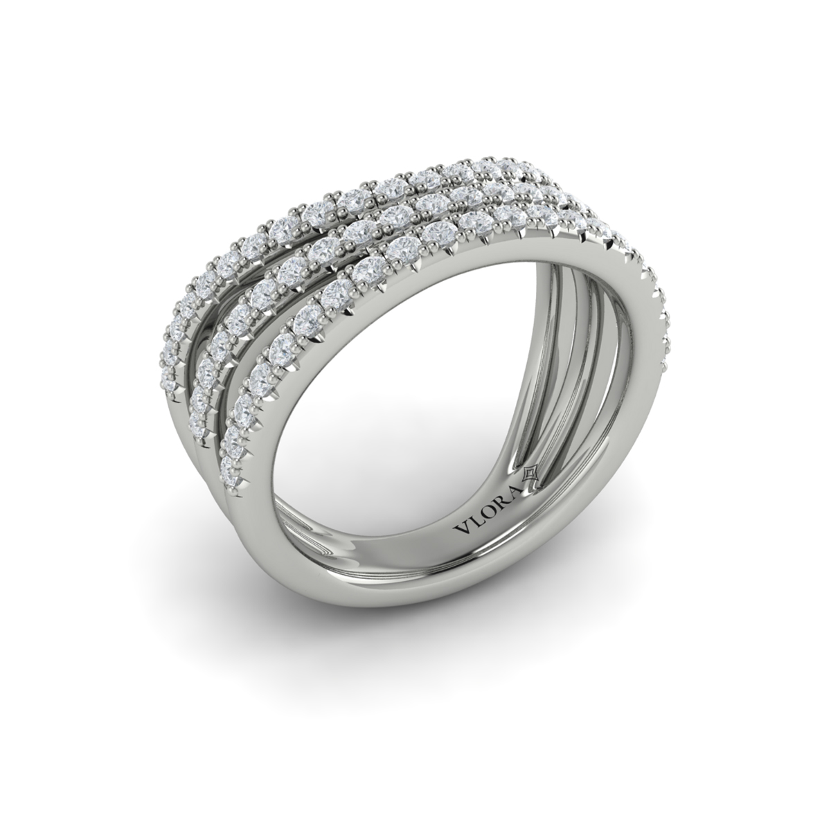 Diamond Multi-Row Curved Statement Ring