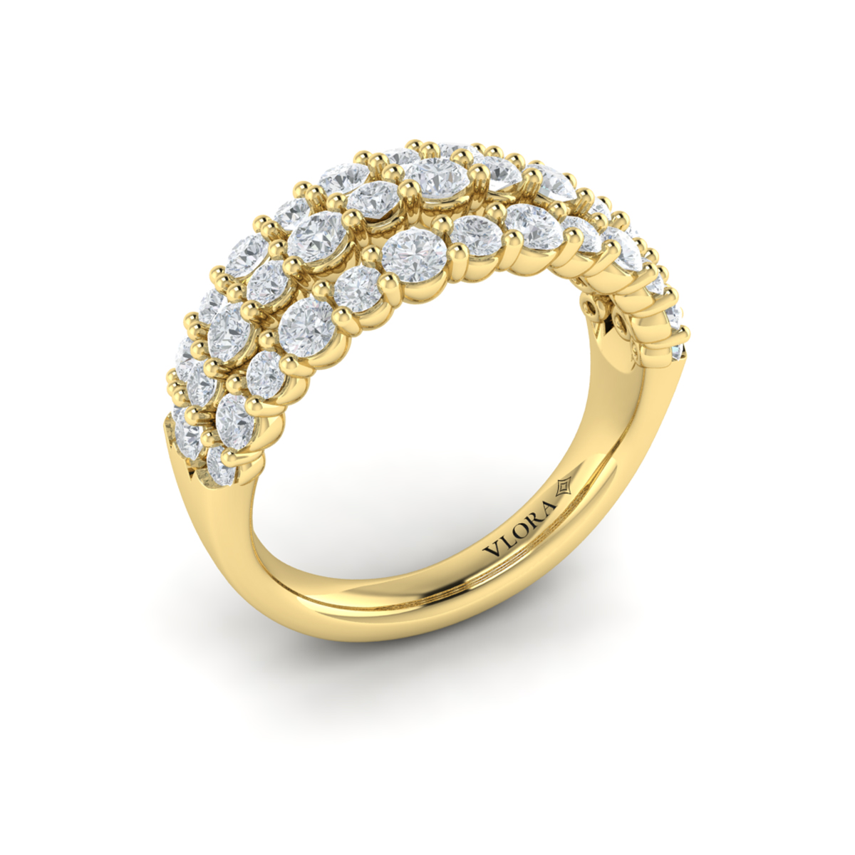 Diamond Double Row Statement Ring