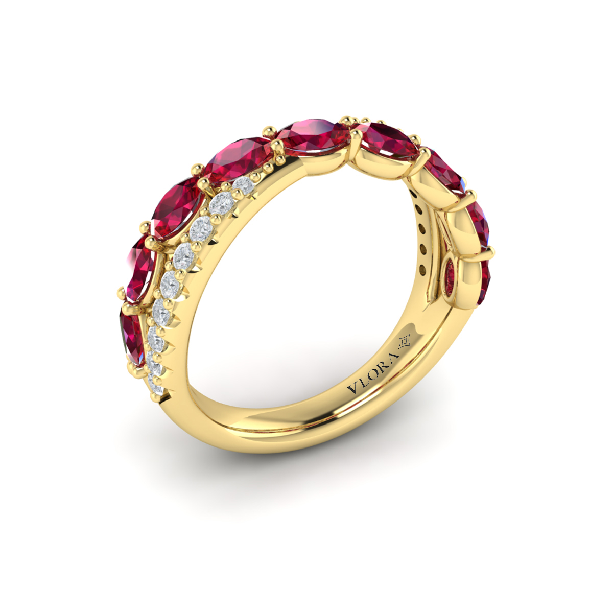 Multi Diamond and Ruby Twist Statement Ring