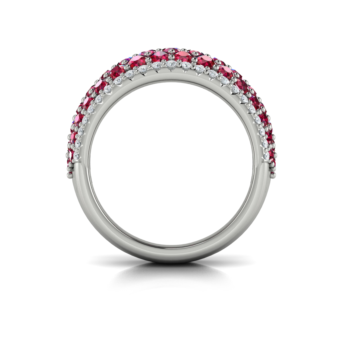 Diamond and Ruby Multi-Row Statement Ring