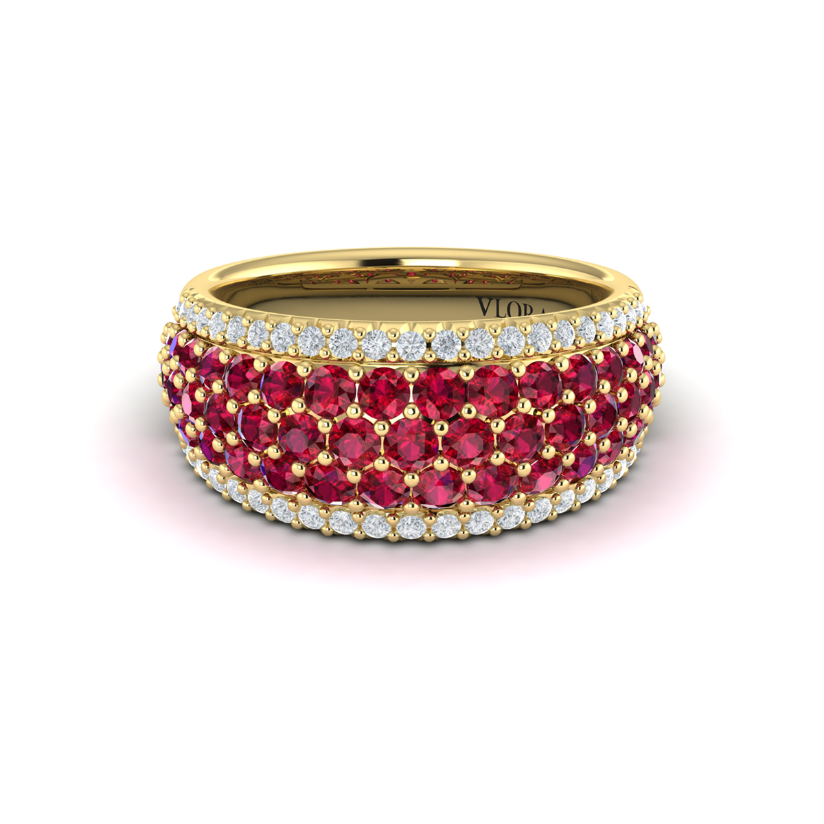 Diamond and Ruby Multi-Row Statement Ring