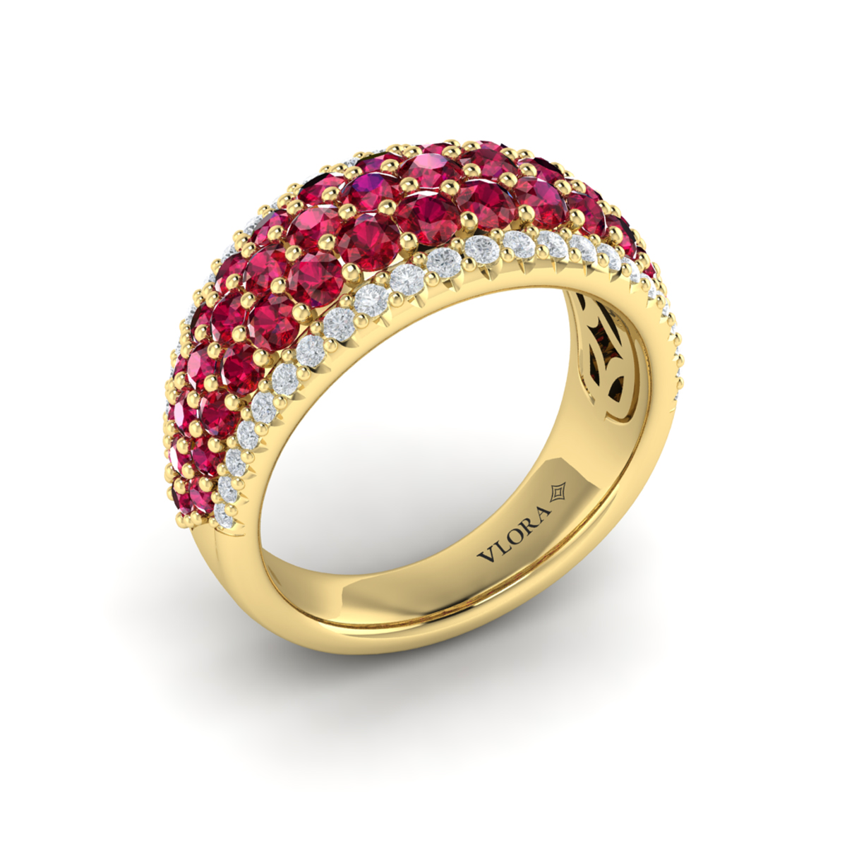 Diamond and Ruby Multi-Row Statement Ring