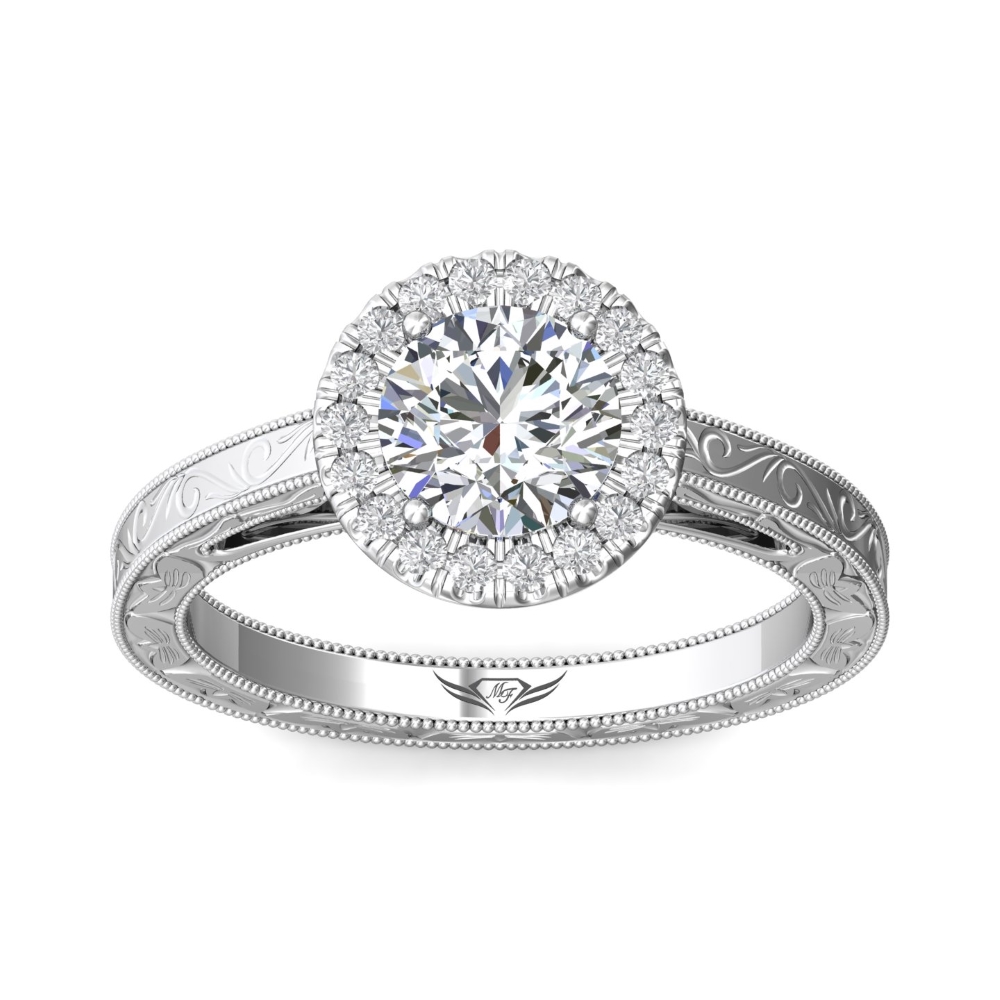 14K White Gold Round Diamond Engagement Ring