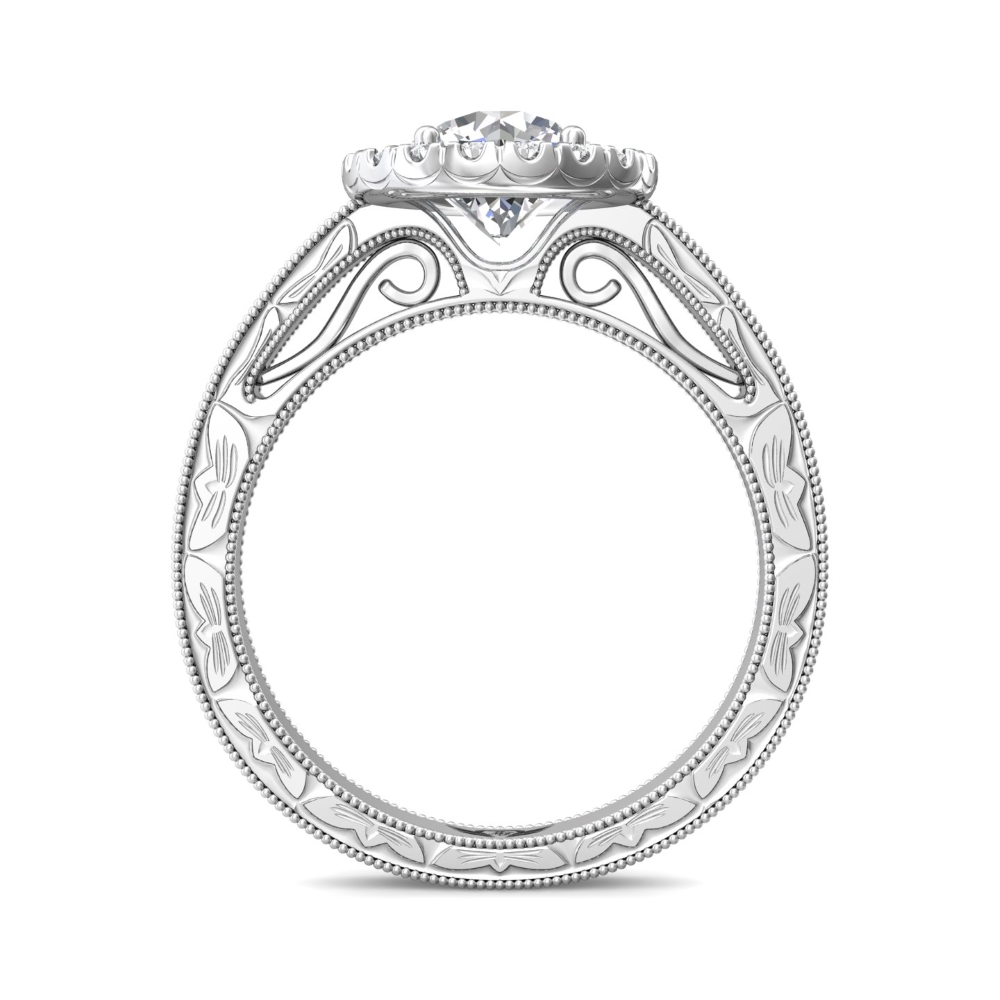 14K White Gold Round Diamond Engagement Ring