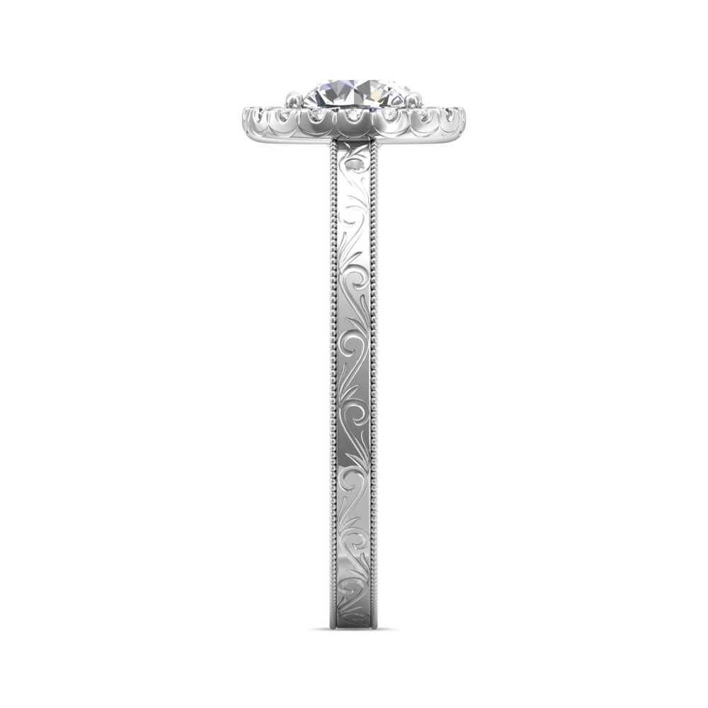 14K White Gold Round Diamond Engagement Ring