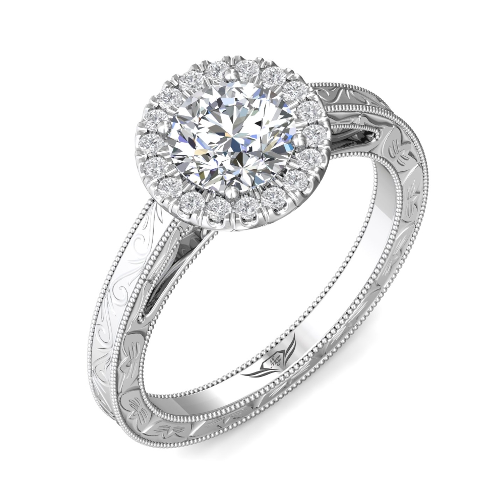 14K White Gold Round Diamond Engagement Ring