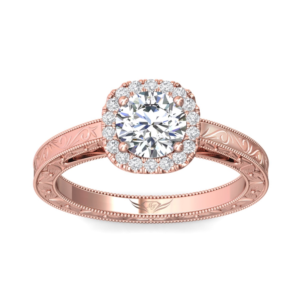 14K Rose Gold Cushion Diamond Engagement Ring